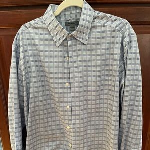 Johnston & Murphy Shirt Blue Check Size Large
